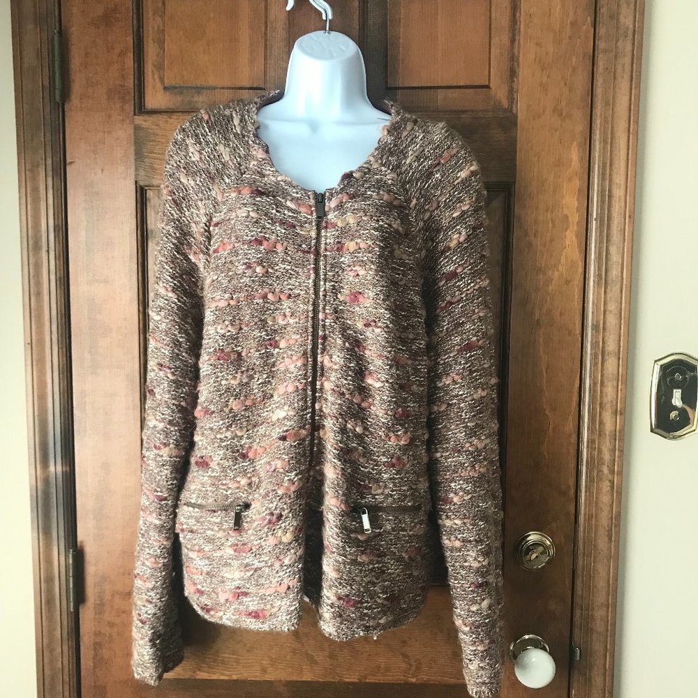 eureka by Chritos Garkinos Mauve, White & Plum Zip-Up Jacket Size 2X